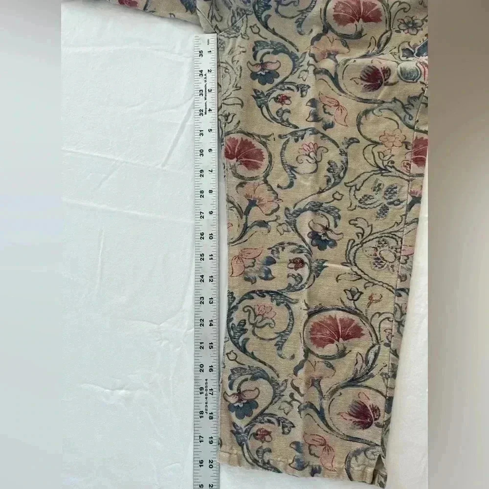 LAUREN RALPH LAUREN Cropped Linen Cotton Floral Print pant 4 cottage prep - Picture 7 of 9